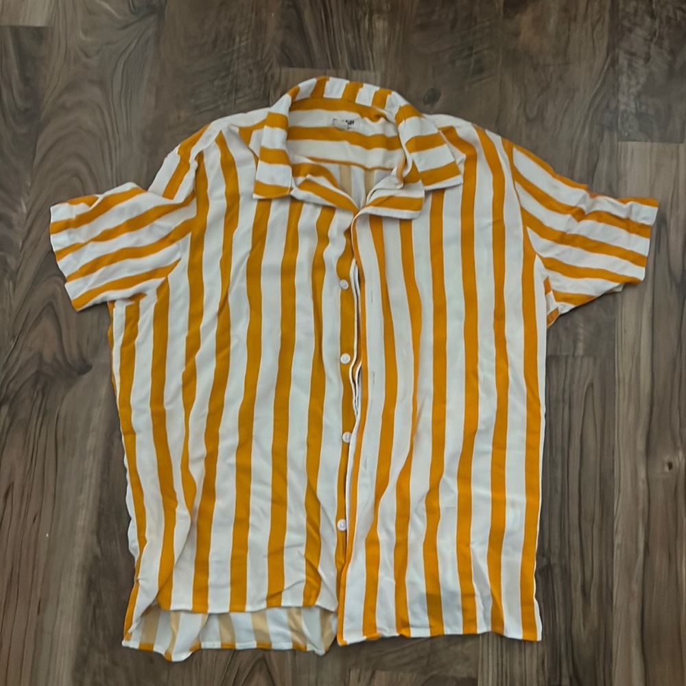Orange ish yellow short sleeve button up